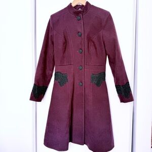 Purple Coat with Black Lace (Figure Flattering)